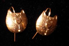912 -Boucles d' oreille tête de chat