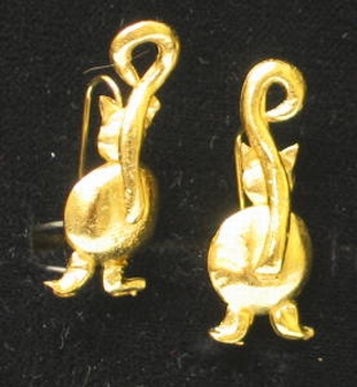 1713 -Boucles d' oreille chat queue en l'air