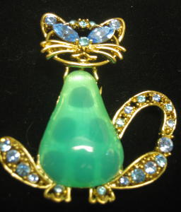 700 -Le chat en strass vert et bleu