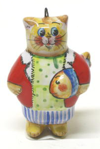 907 -Chat habillé avec poisson sous le bras
